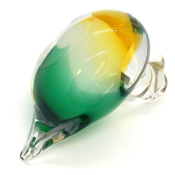 Murano Sommerso Vintage Green White Yellow Art Glass Duck Figurine Paperweight - Picture 12 of 16